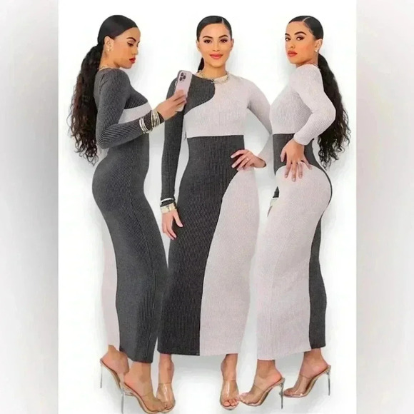Dresses & Skirts - Color block ribbed long dress
